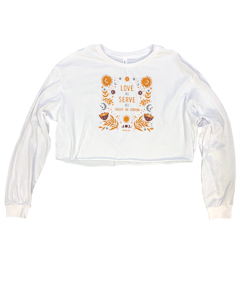 Women's White Love All Crop Long Sleeve